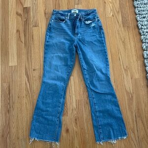 Paige Denim flaunt femme high waist ankle flair jeans, light wash, size 27